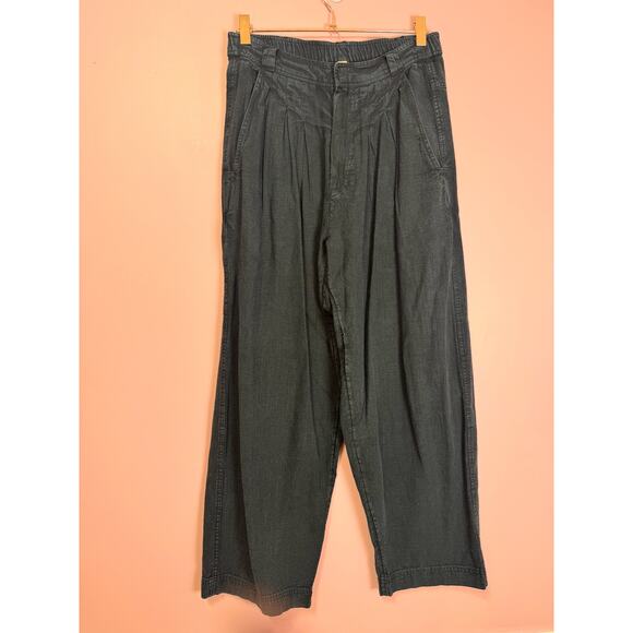 Free People Lotta Love Linen Trouser in Black Size 2 - Picture 3 of 7